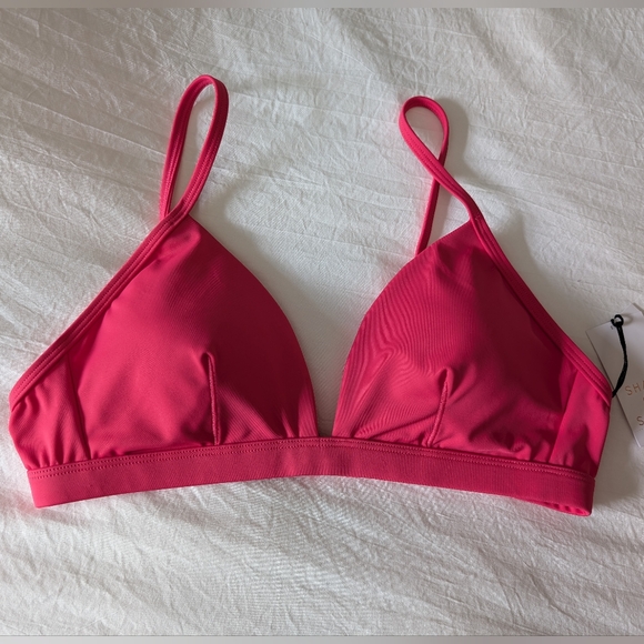 NWT Shade & Shore Triangle Bikini Top, Watermelon Pink, Size Medium - Picture 1 of 8